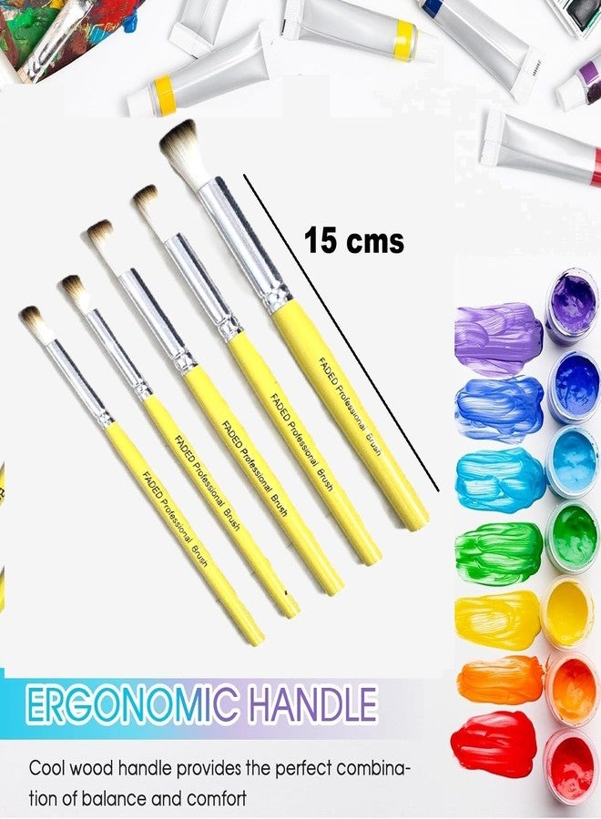 Faded 5 Piece Synthetic Hair Stencil Paintbrush Set - Durable Brushes for Acrylic & Watercolor Painting | Reusable Artist Brush Set for Stenciling, Crafting & DIY Art Projects - Image 4
